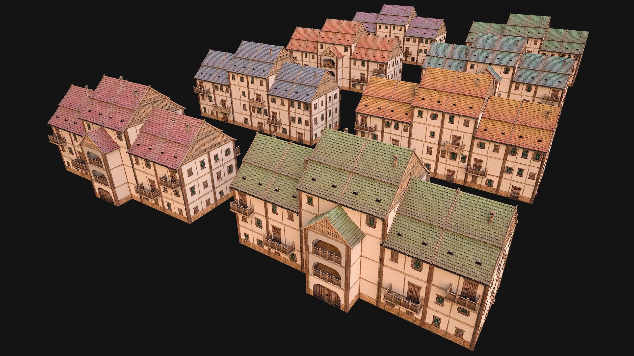 Medieval House Cottage Skyscraper Low-poly 3D model_30