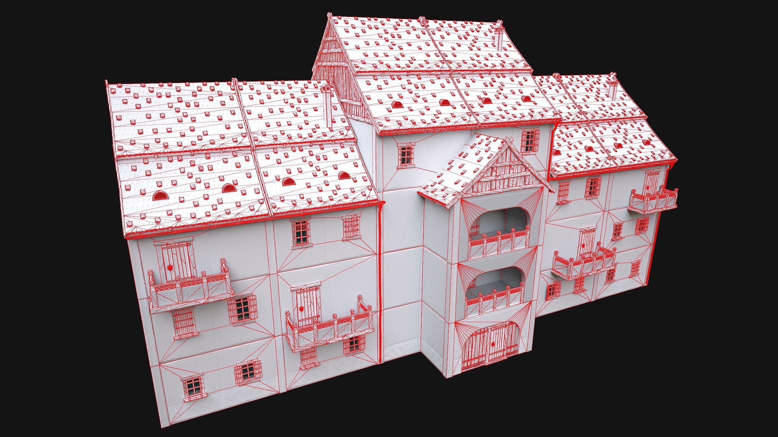 Medieval House Cottage Skyscraper Low-poly 3D model_32