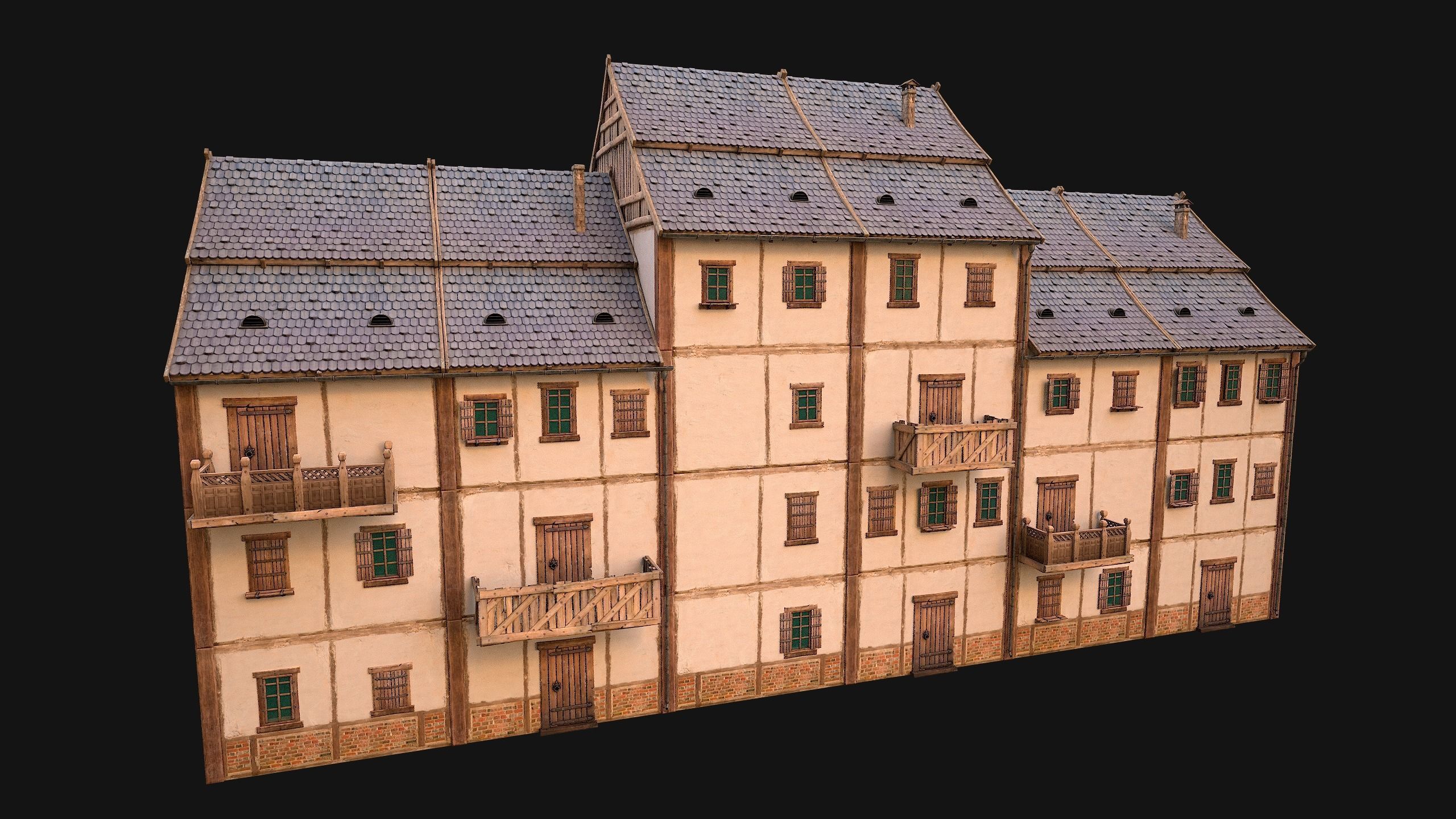 Medieval House Cottage Skyscraper Low-poly 3D model_15