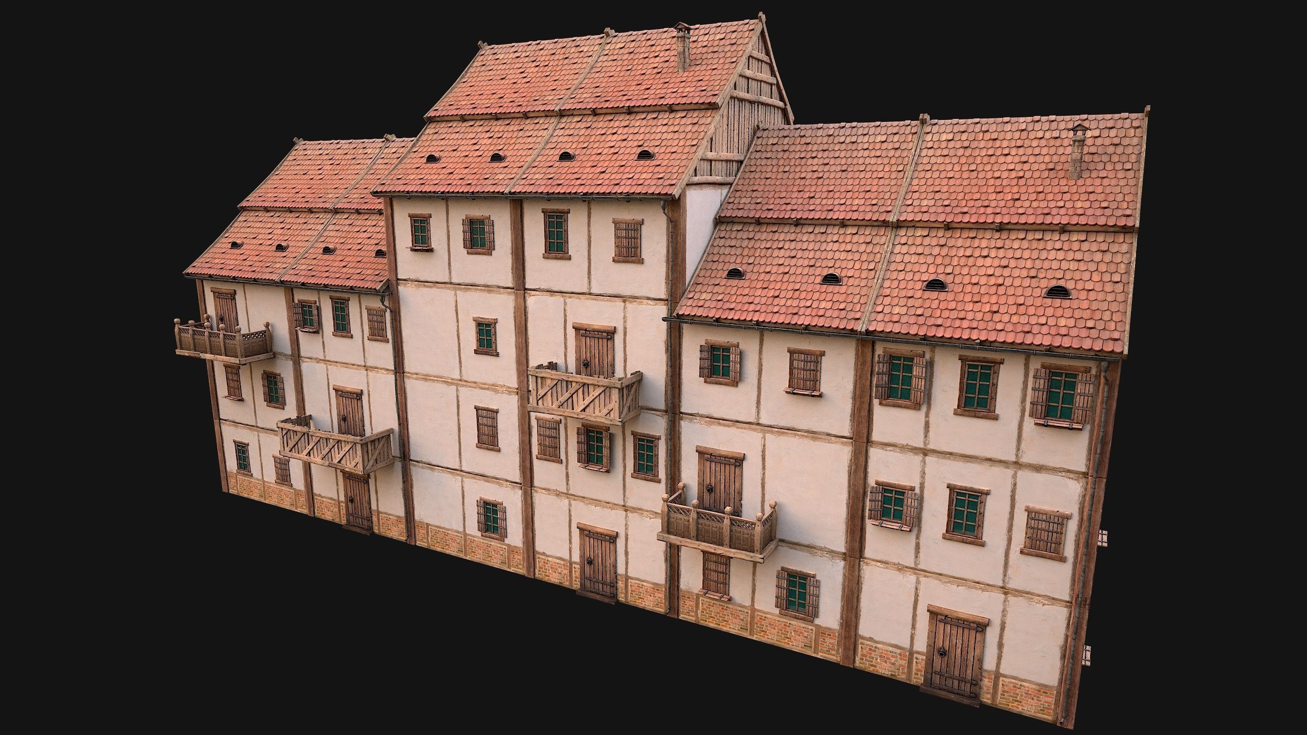 Medieval House Cottage Skyscraper Low-poly 3D model_25