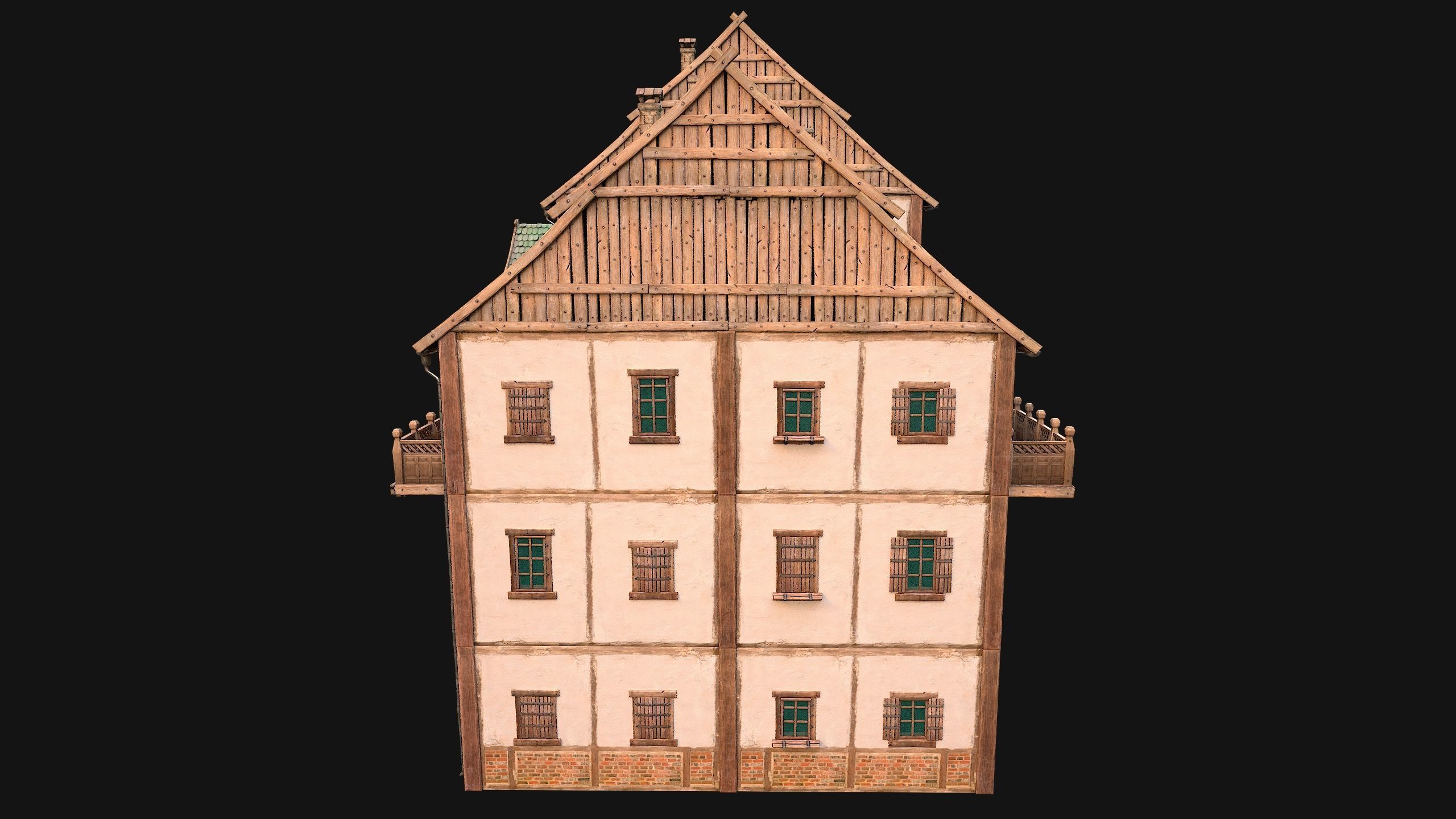 Medieval House Cottage Skyscraper Low-poly 3D model_11