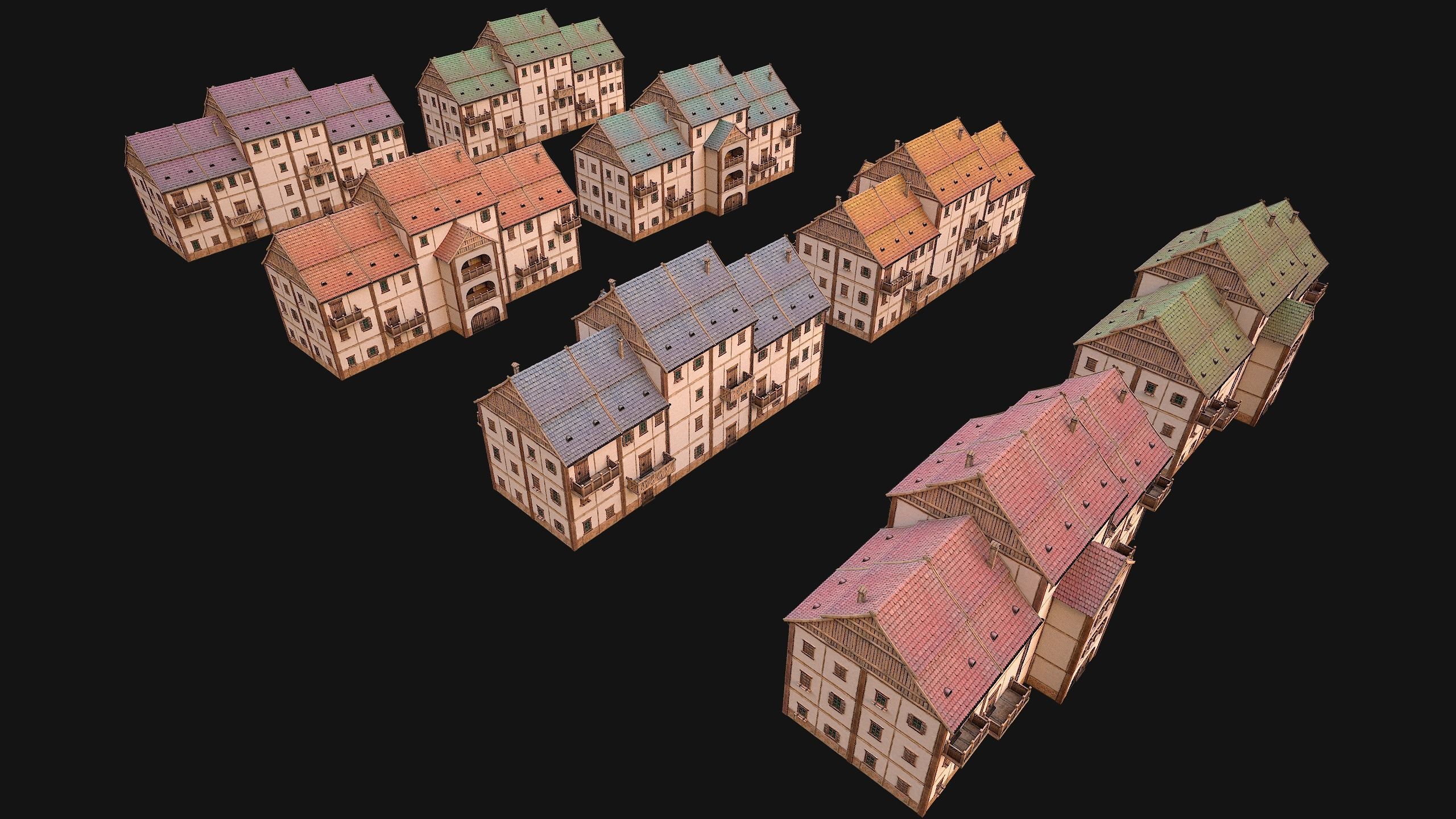 Medieval House Cottage Skyscraper Low-poly 3D model_2