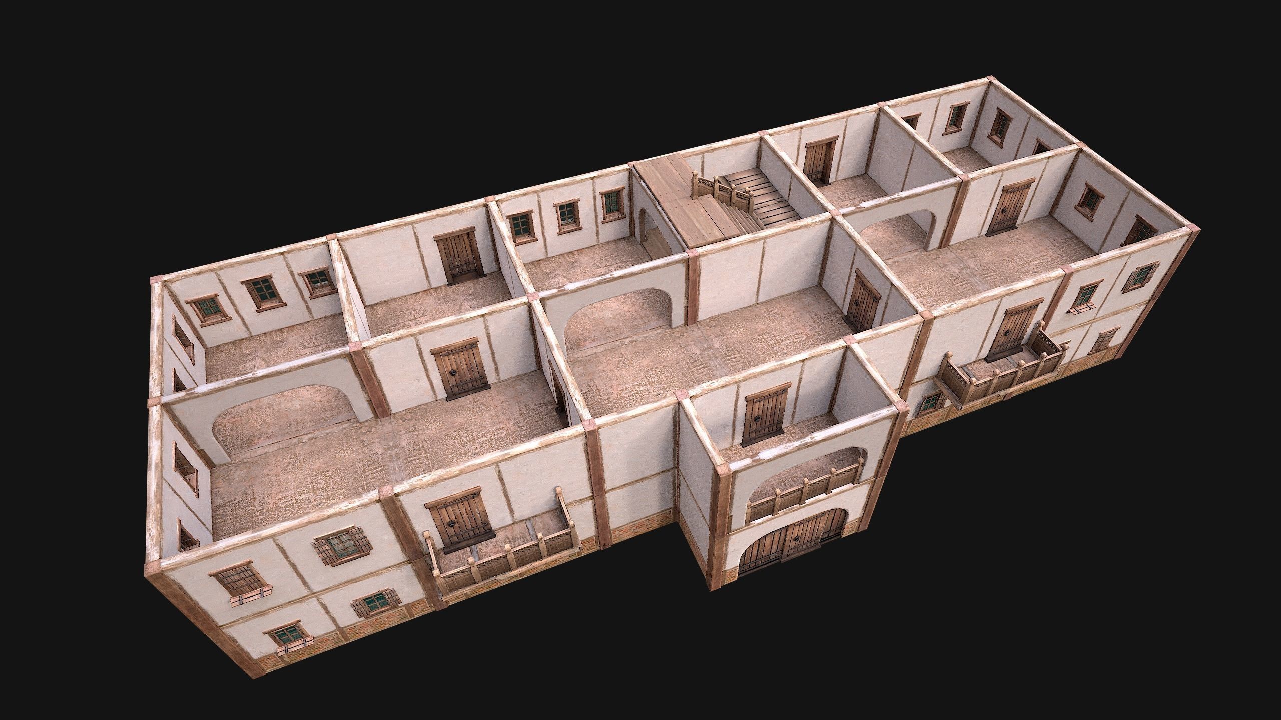 Medieval House Cottage Skyscraper Low-poly 3D model_22