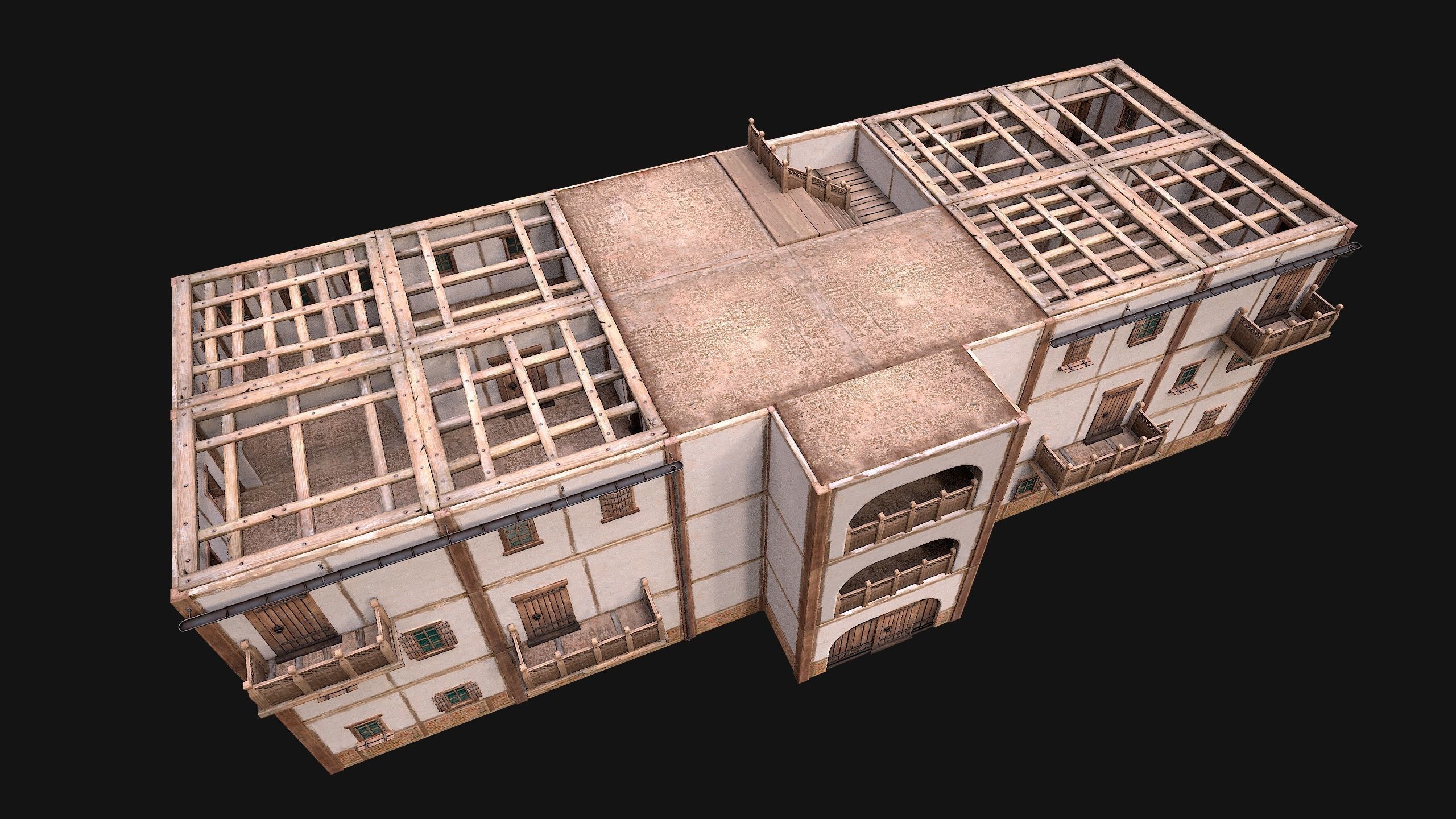 Medieval House Cottage Skyscraper Low-poly 3D model_19