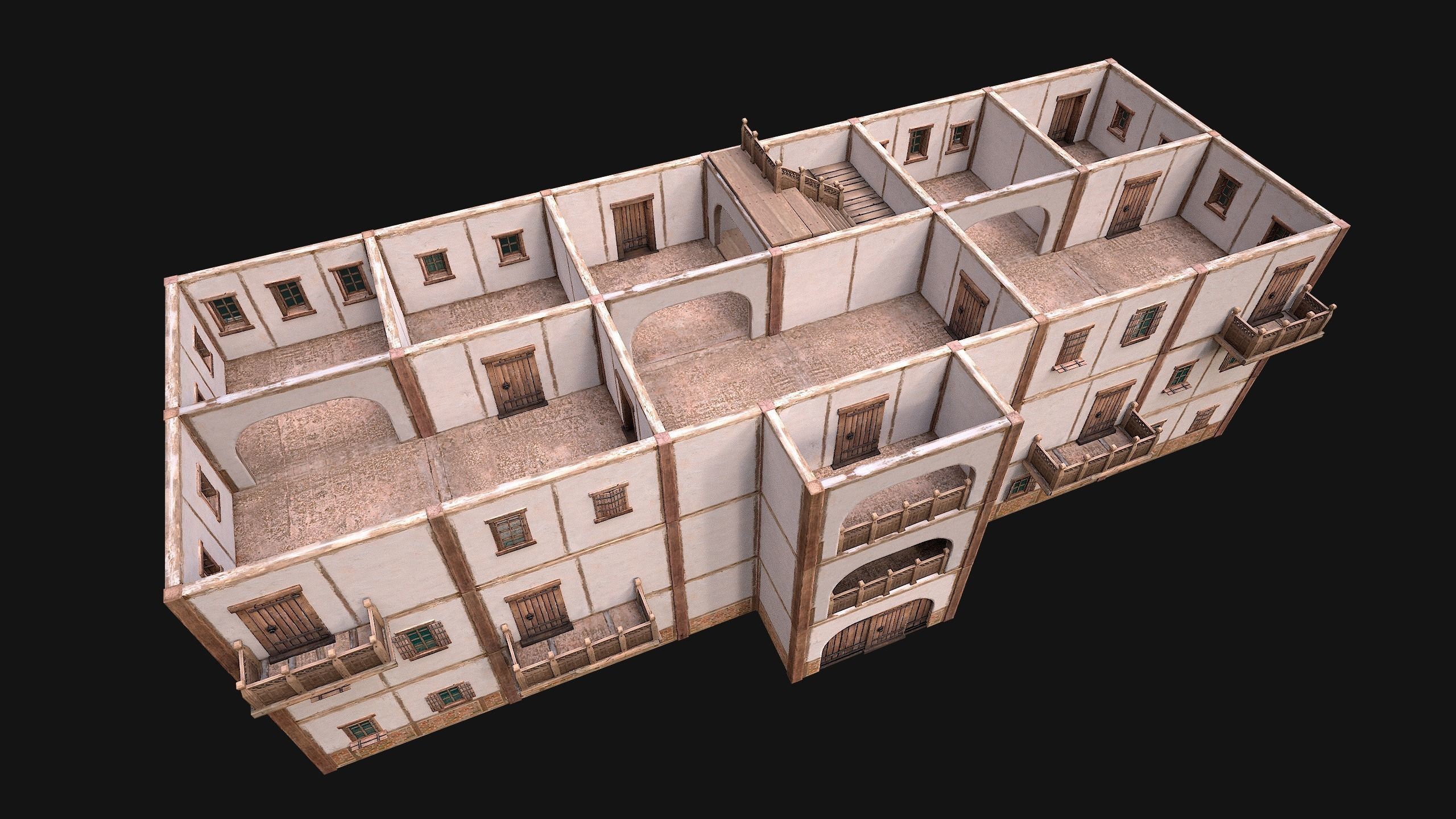 Medieval House Cottage Skyscraper Low-poly 3D model_20