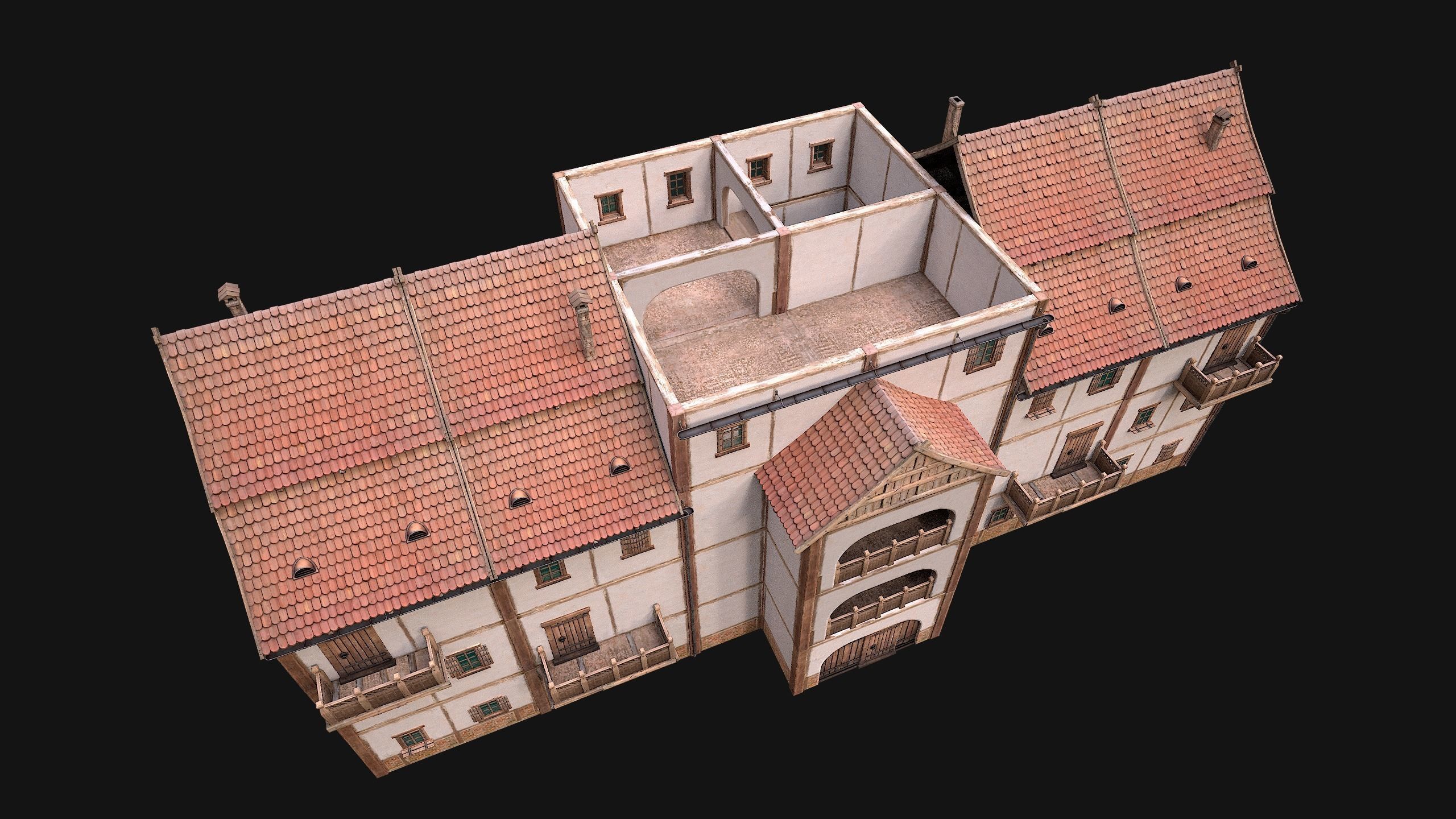Medieval House Cottage Skyscraper Low-poly 3D model_18