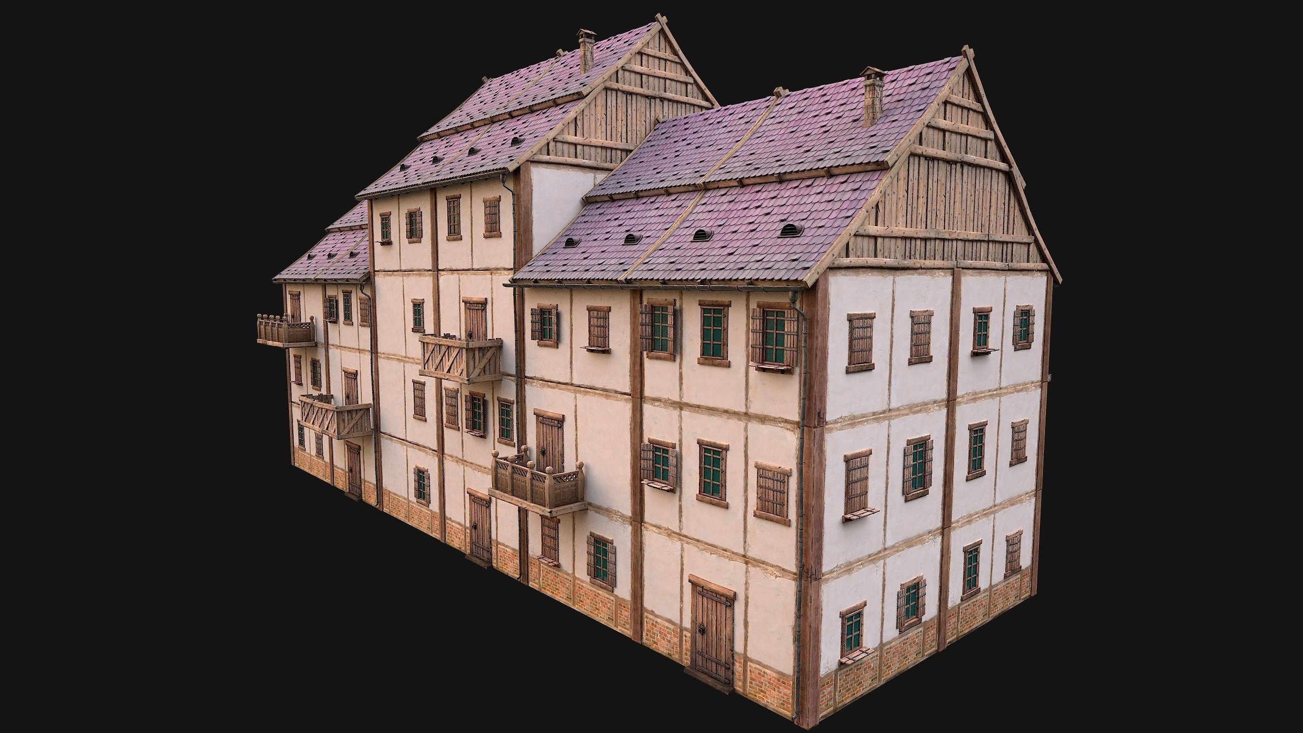 Medieval House Cottage Skyscraper Low-poly 3D model_26