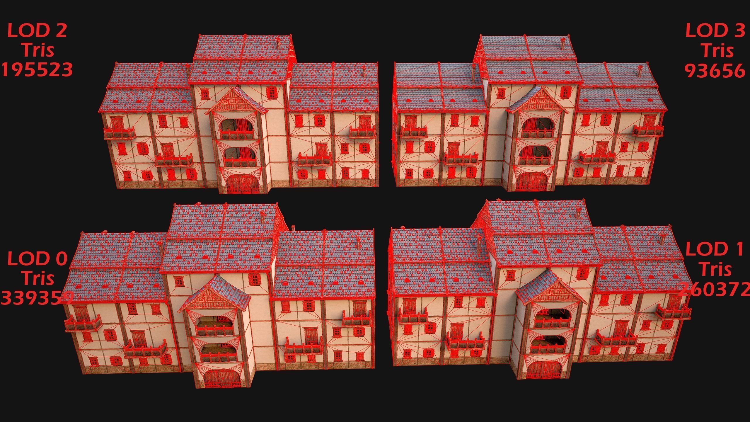 Medieval House Cottage Skyscraper Low-poly 3D model_3