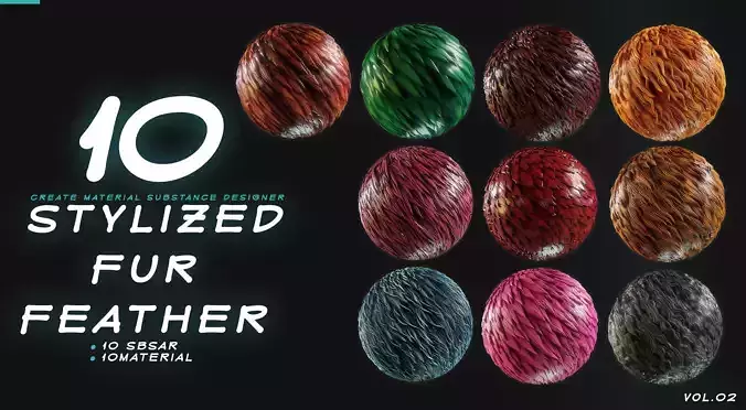 10 MATERIAL STYLIZED FUR   Feather VOl 02