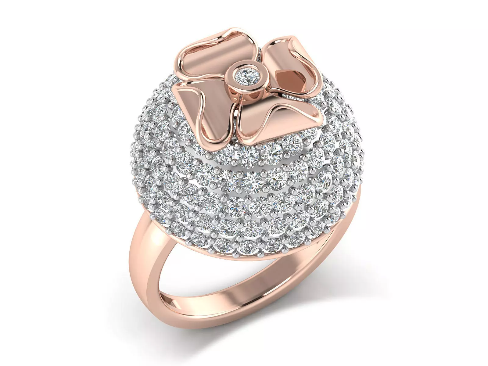 Light Weight Rose Gold Diamond Ring -EZ R-154 3D print model