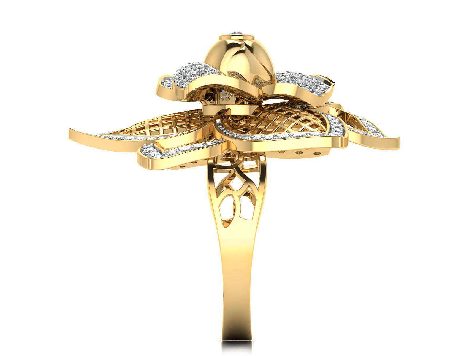 Light Weight Rose Gold Diamond Ring  -EZ R-217 3D print model_10