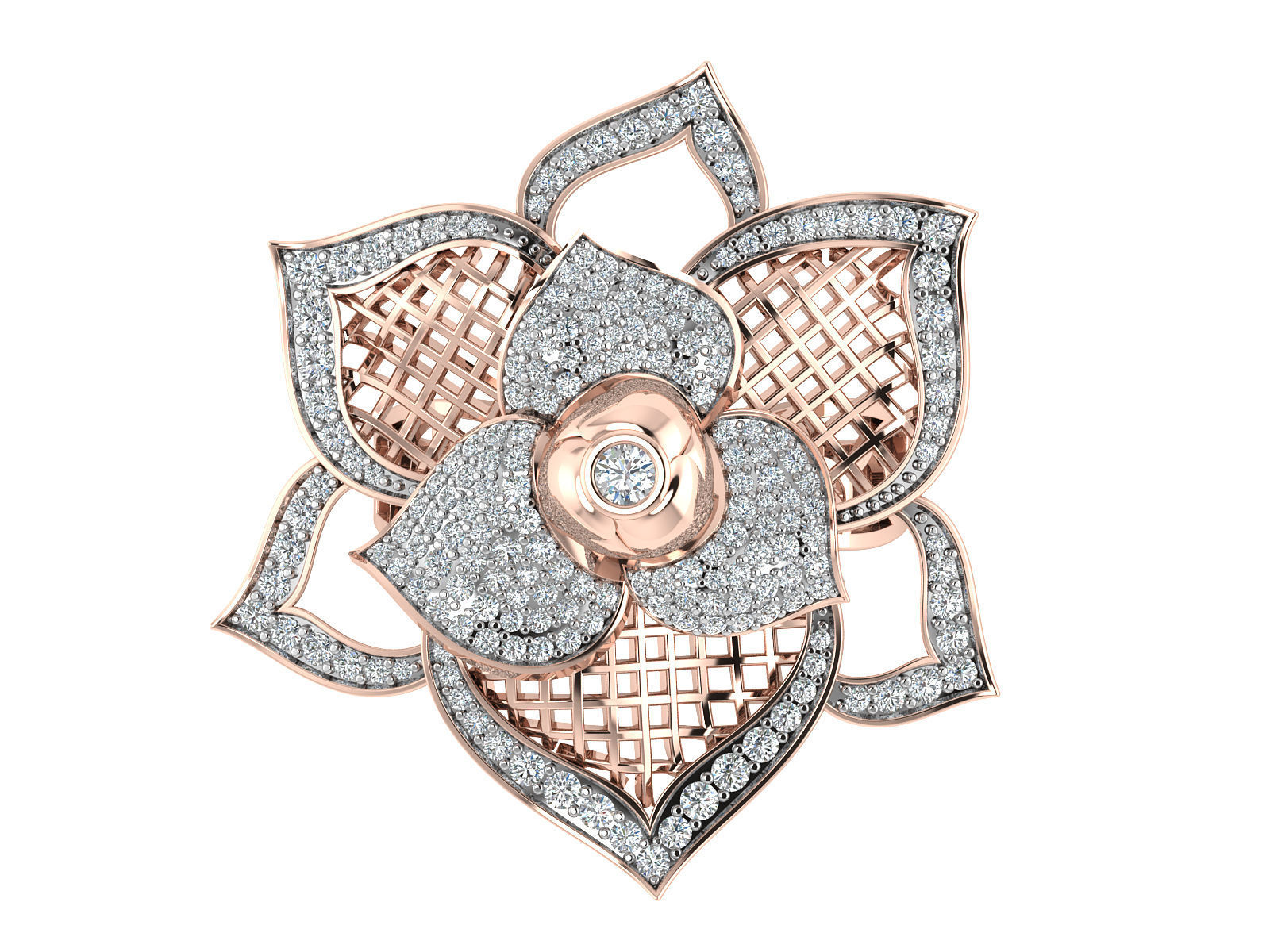 Light Weight Rose Gold Diamond Ring  -EZ R-217 3D print model_12