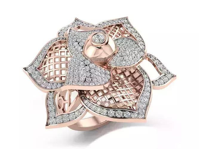 Light Weight Rose Gold Diamond Ring  -EZ R-217 3D print model