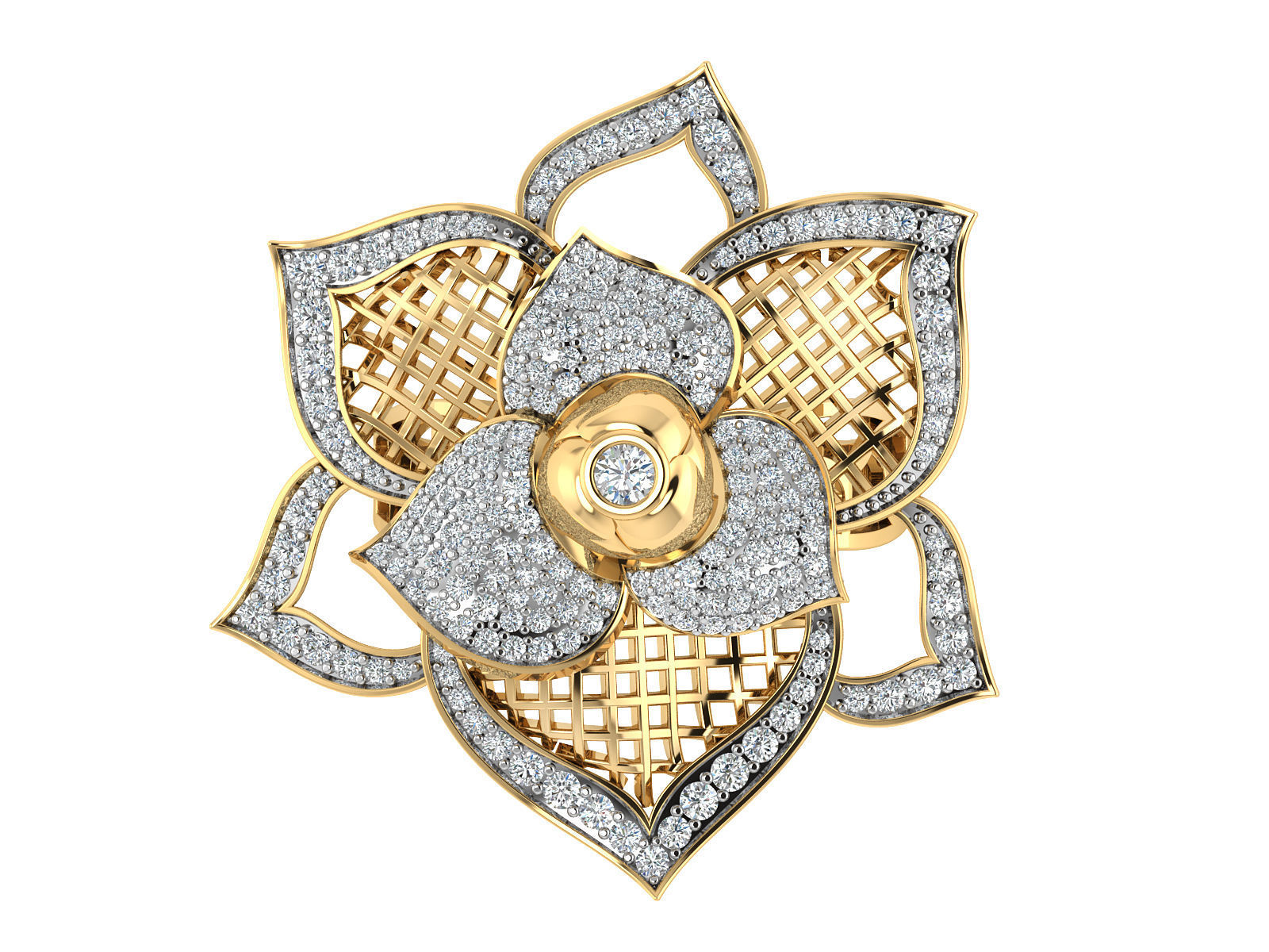 Light Weight Rose Gold Diamond Ring  -EZ R-217 3D print model_14