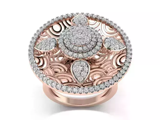 Light Weight Rose Gold Diamond Ring  -EZ R-219