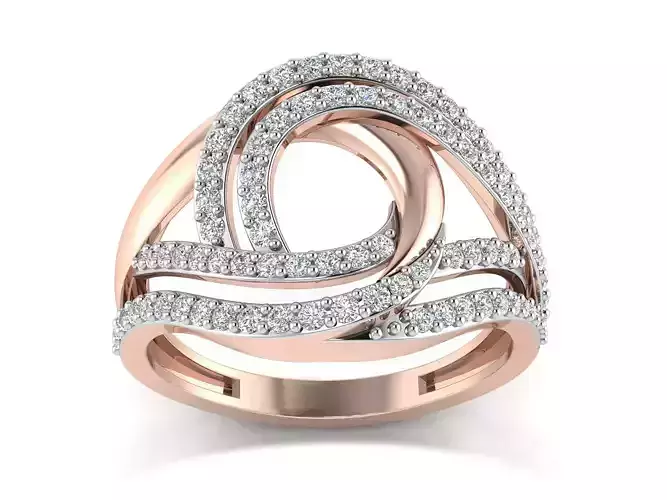 Light Weight Rose Gold Diamond Ring  -EZ R-220