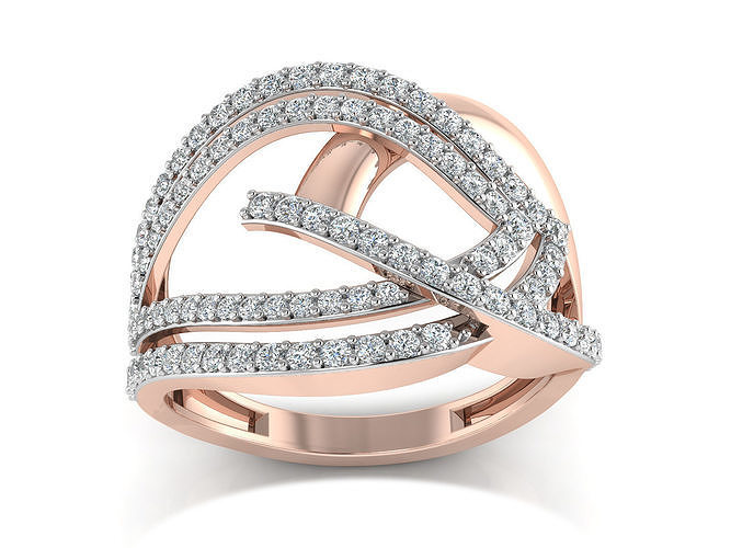 Light Weight Rose Gold Diamond Ring  -EZ R-223 3D print model