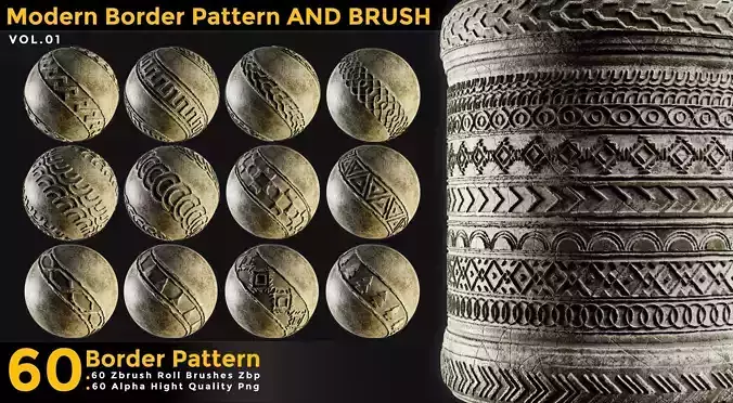 60 Modern Border Pattern til  Tileable ZBrush  Zbp vol 01