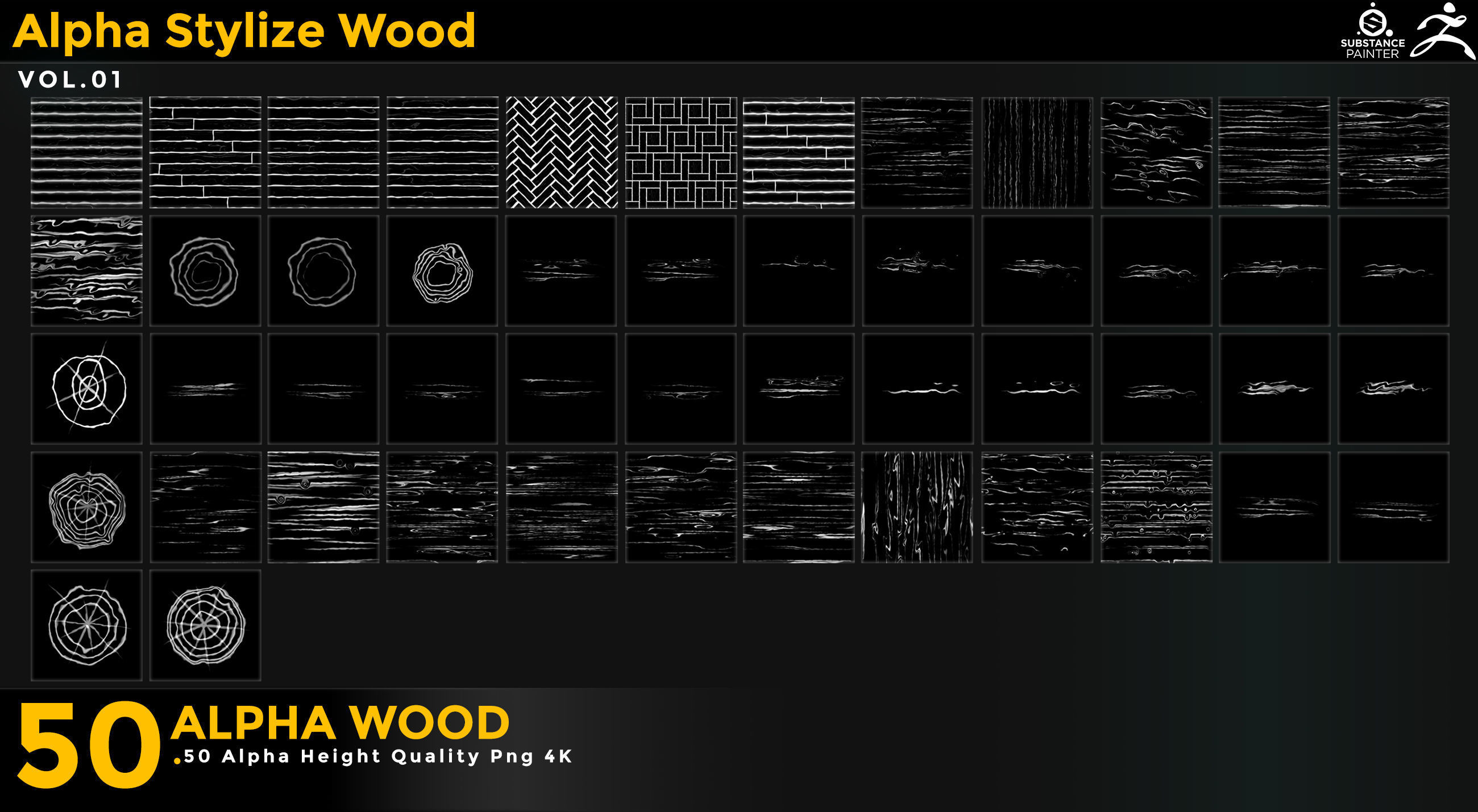 50 Stylized Wood Alpha Vol 01 Texture_1