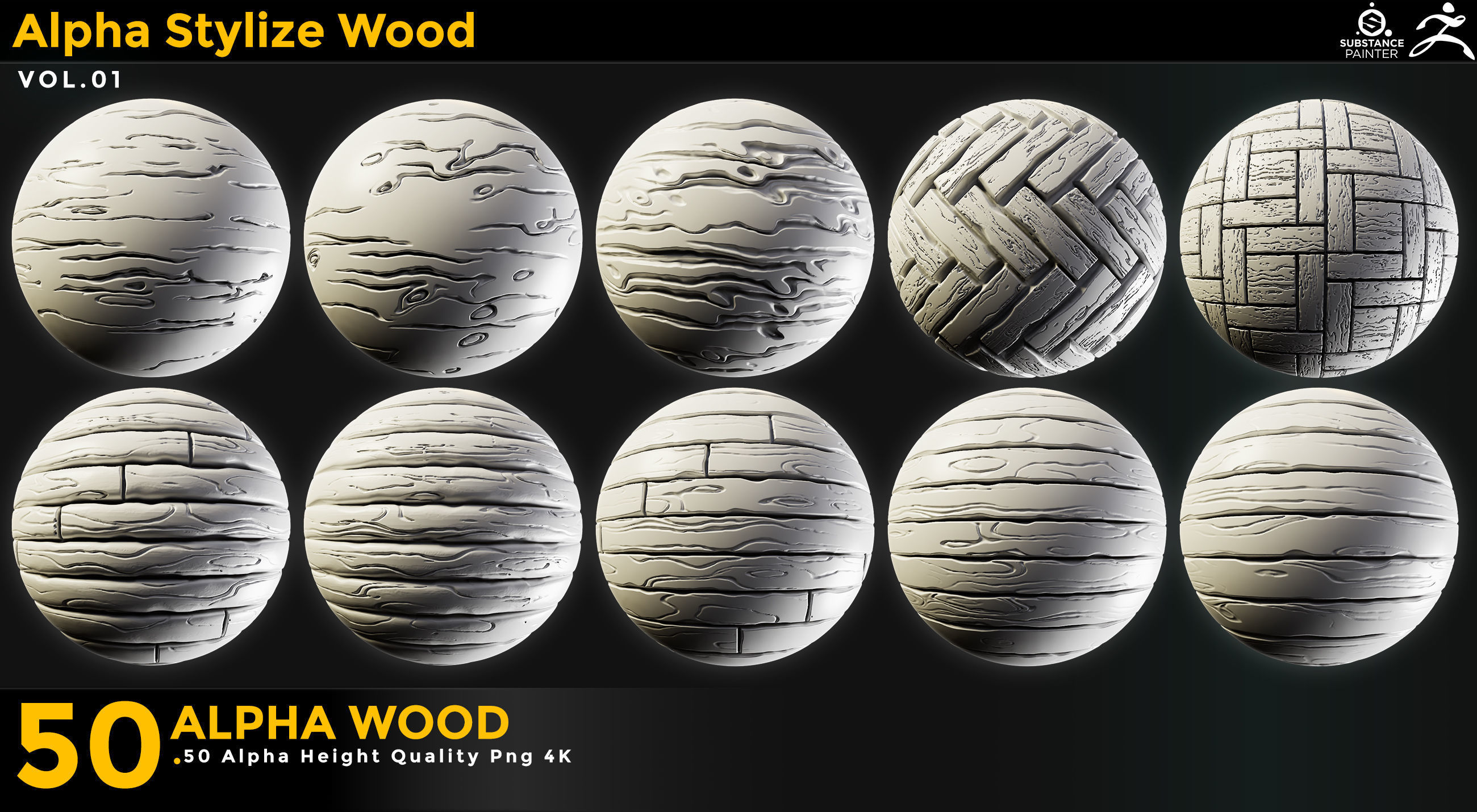 50 Stylized Wood Alpha Vol 01 Texture_6