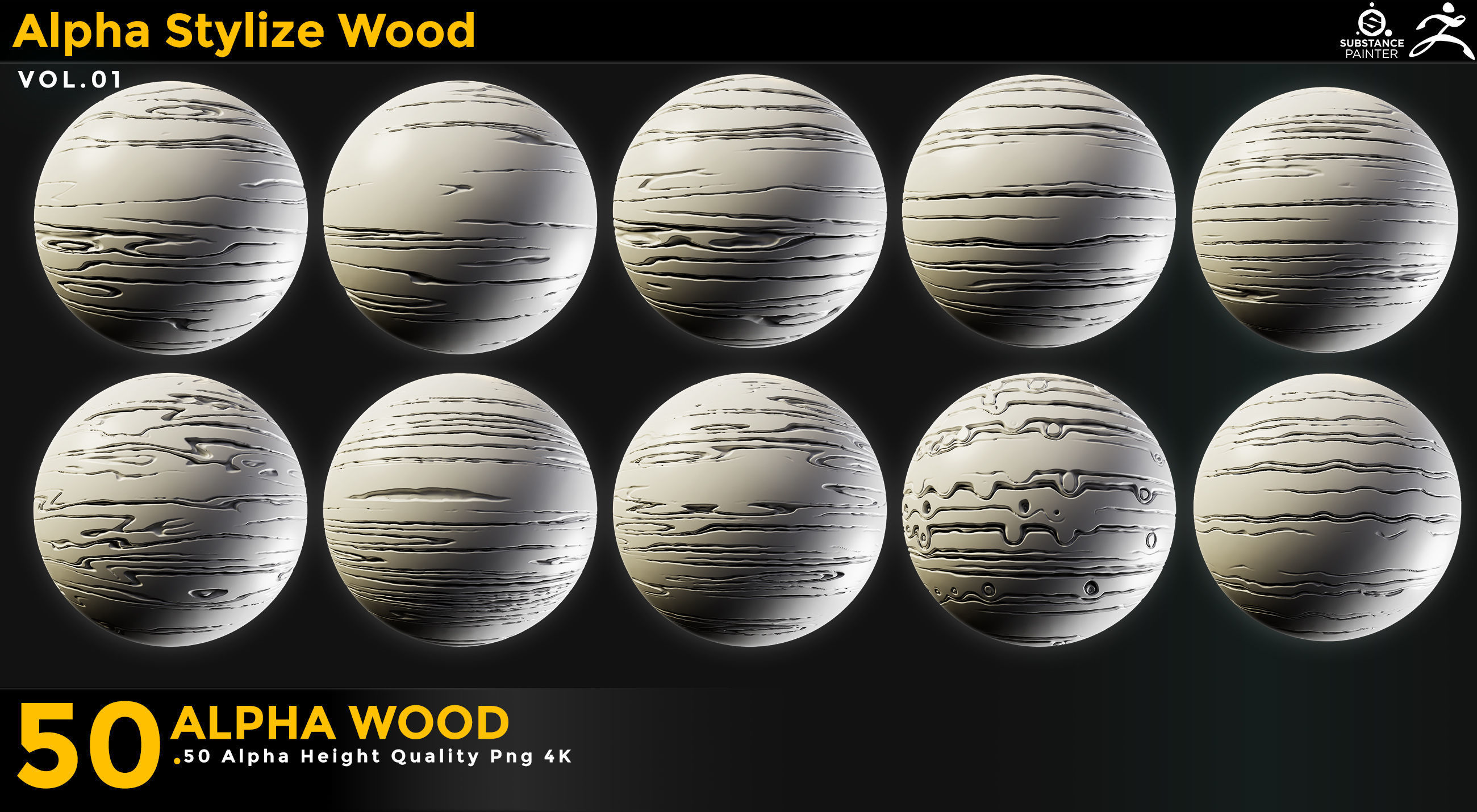50 Stylized Wood Alpha Vol 01 Texture_2