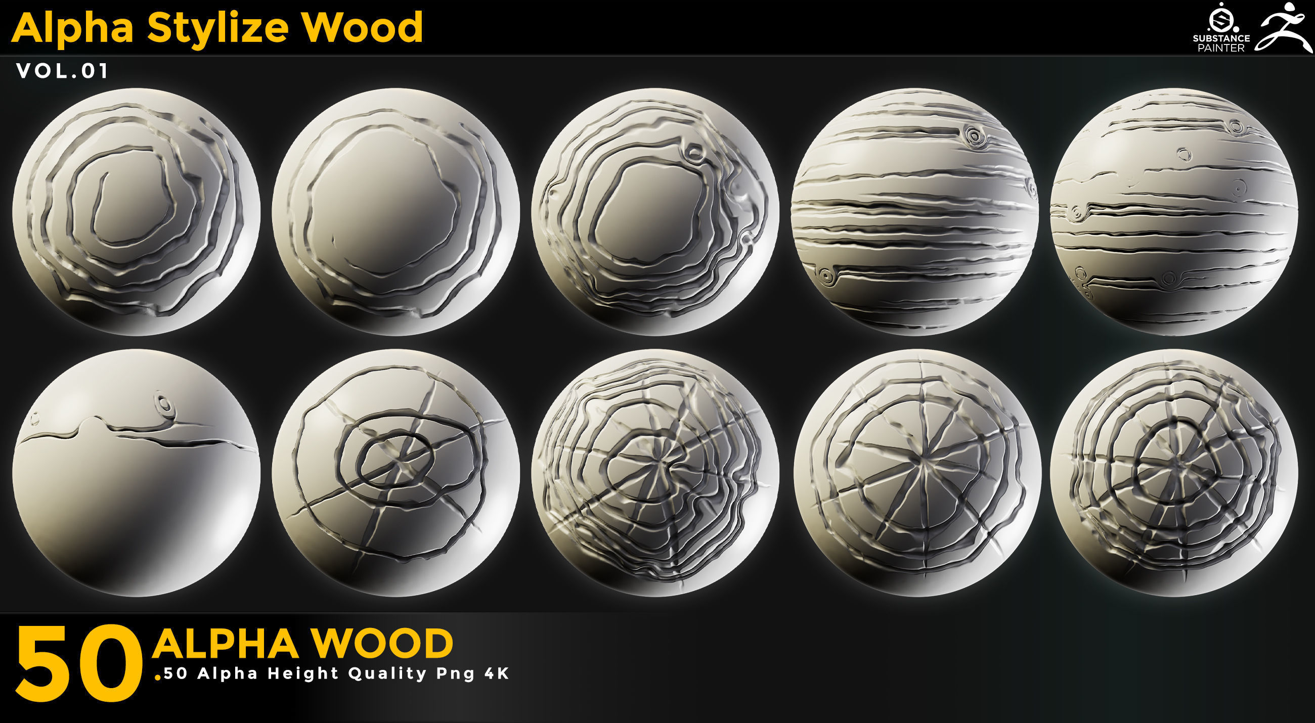 50 Stylized Wood Alpha Vol 01 Texture_5