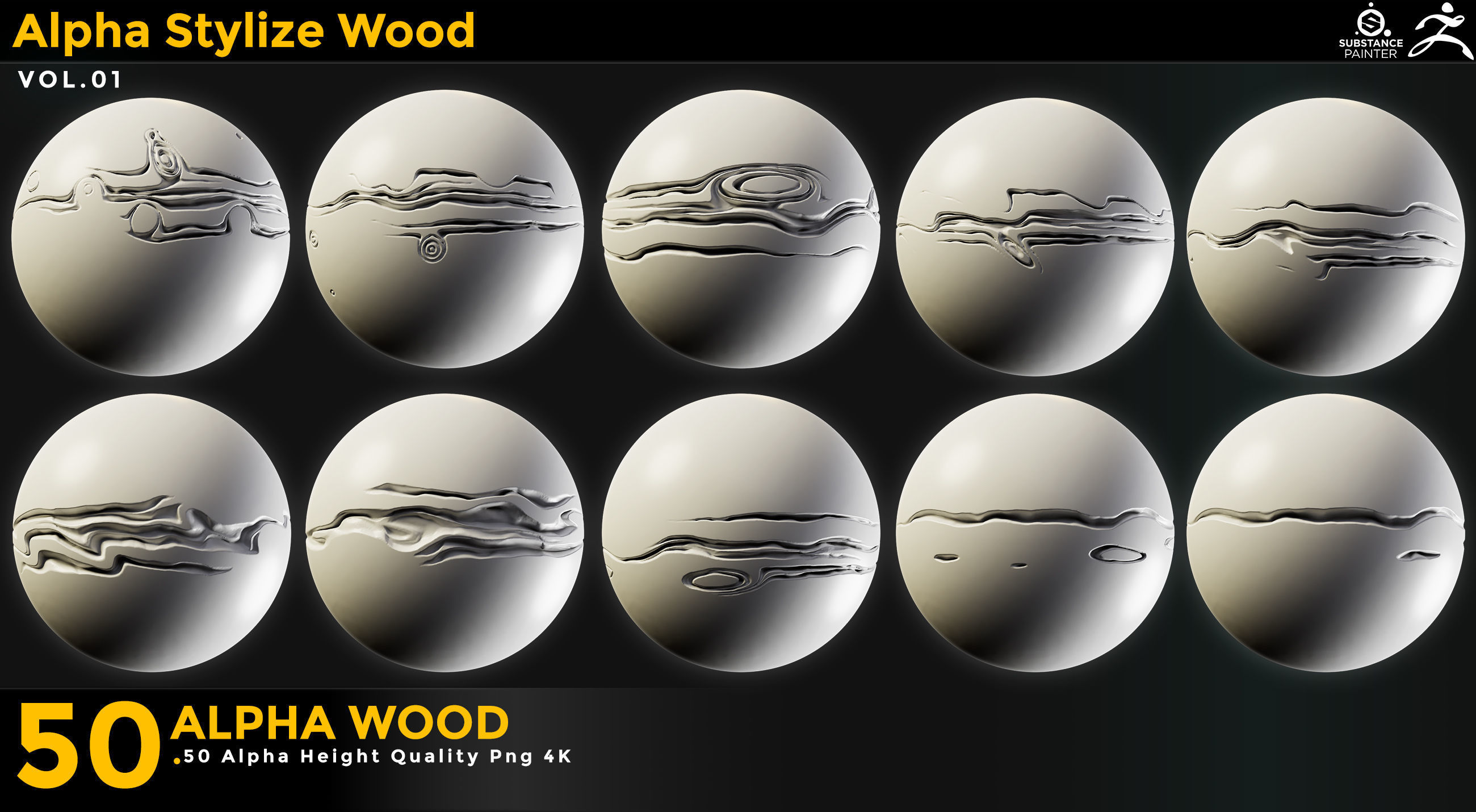50 Stylized Wood Alpha Vol 01 Texture_4