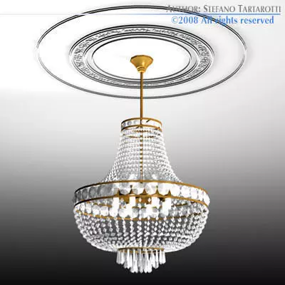 Chandelier with crystals hanging from it 3D model