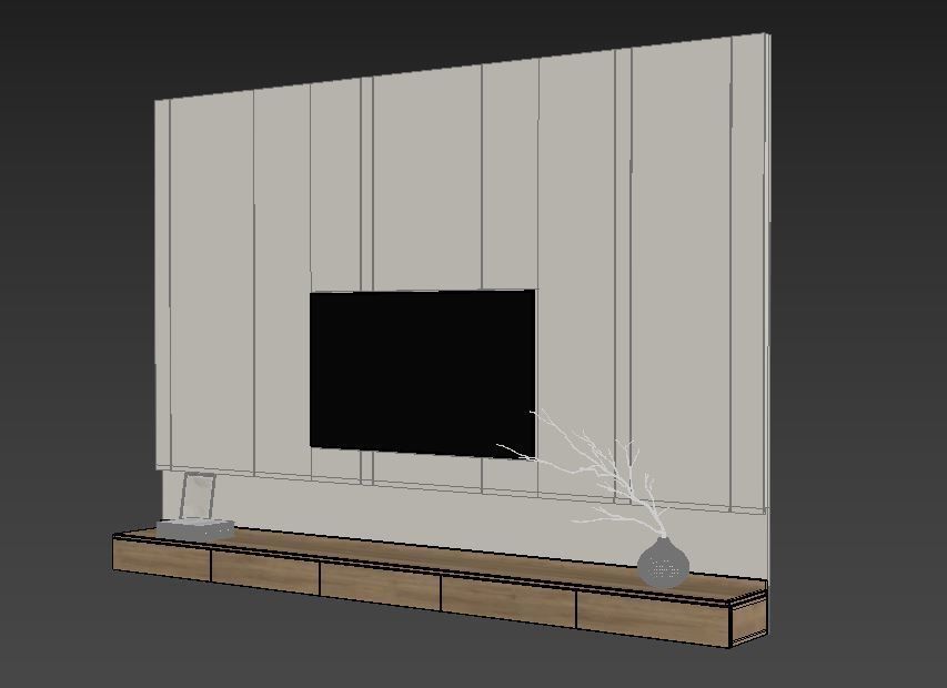 TV Wall Set 04 3D model_7