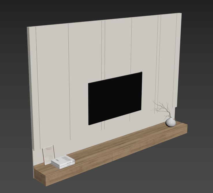 TV Wall Set 04 3D model_6