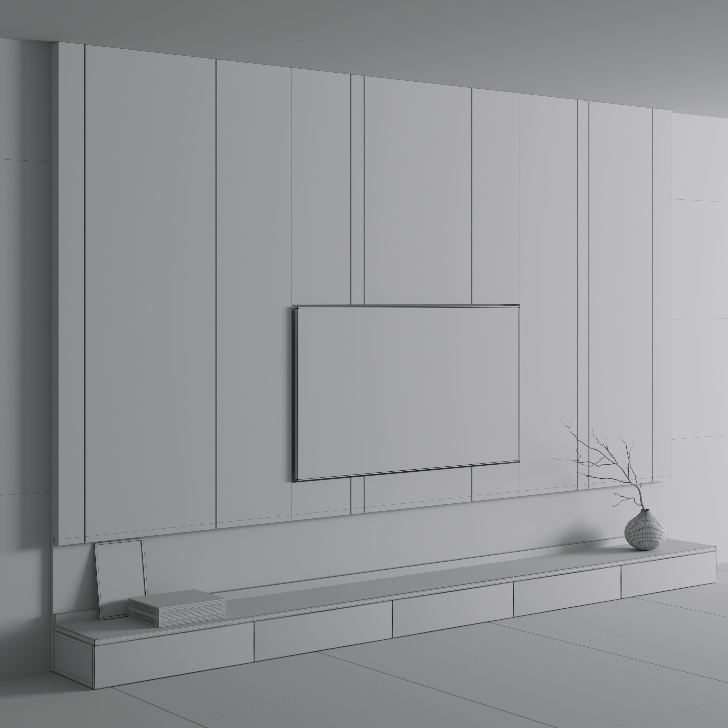 TV Wall Set 04 3D model_5