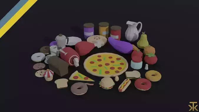 Cartoon food Polygonal Style