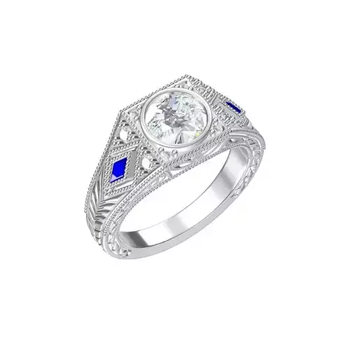 Vintage Artdeco Ring  925 Sterling Silver 3D print model
