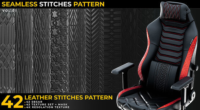 42 Leather Stitches Pattern Vol 01 Texture