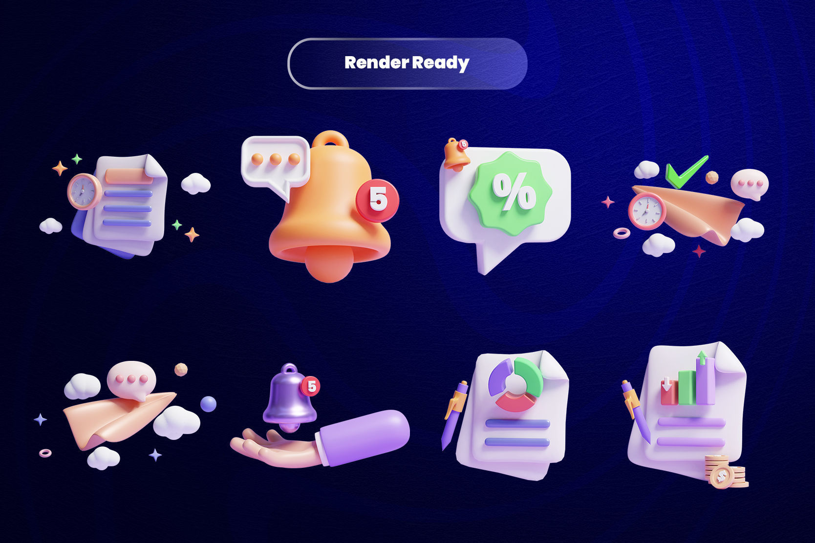 Online marketing 3d Illustration  Icon Pack 3D model_2