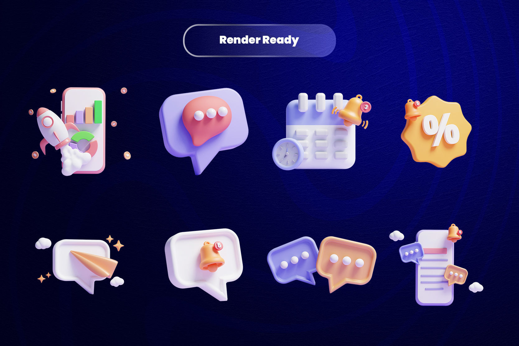 Online marketing 3d Illustration  Icon Pack 3D model_1