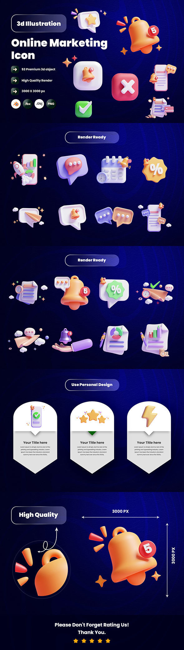 Online marketing 3d Illustration  Icon Pack 3D model_5