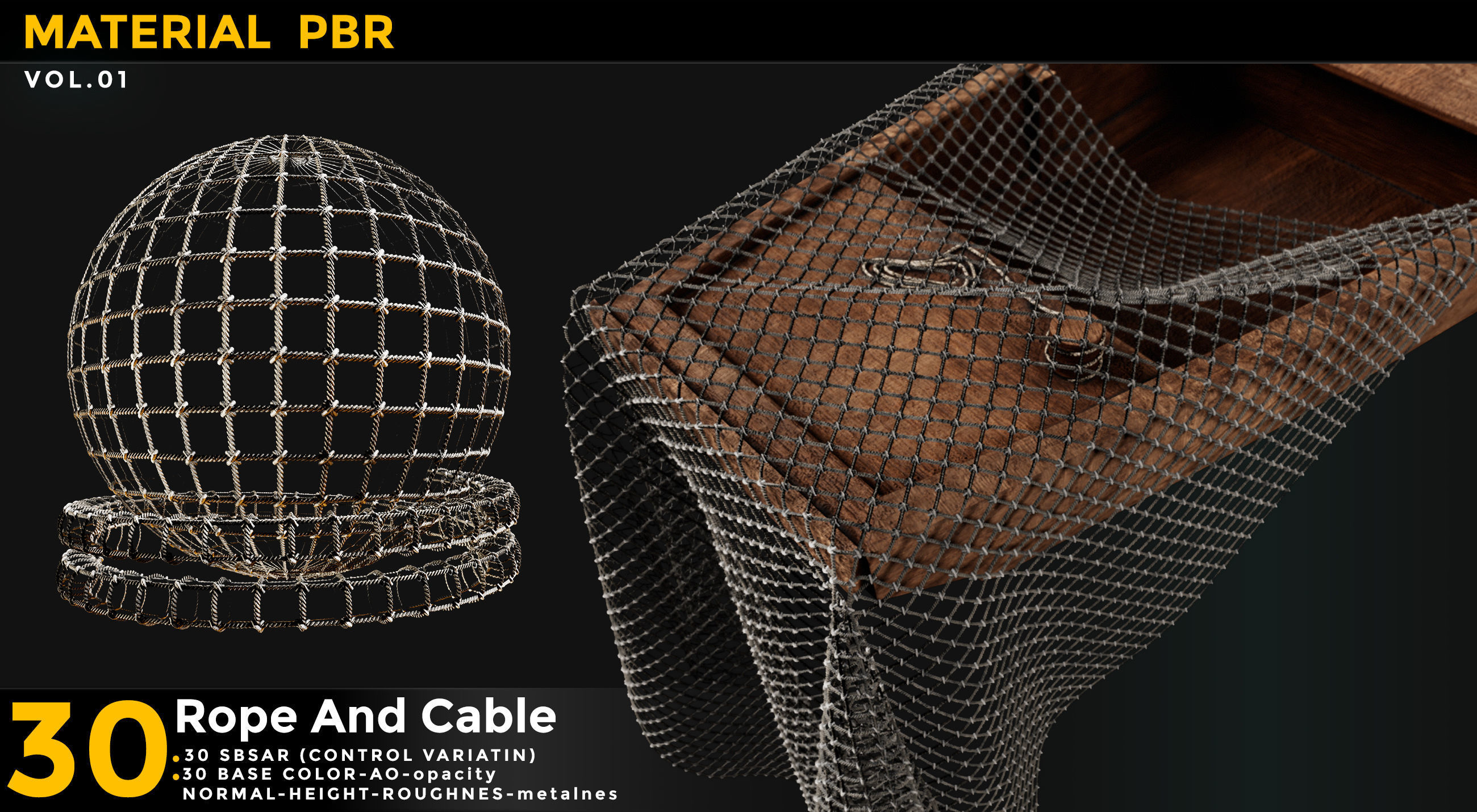 30 rope and cables material - sbsar-4k - seamles Texture_1