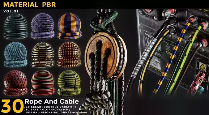 30 rope and cables material - sbsar-4k - seamles