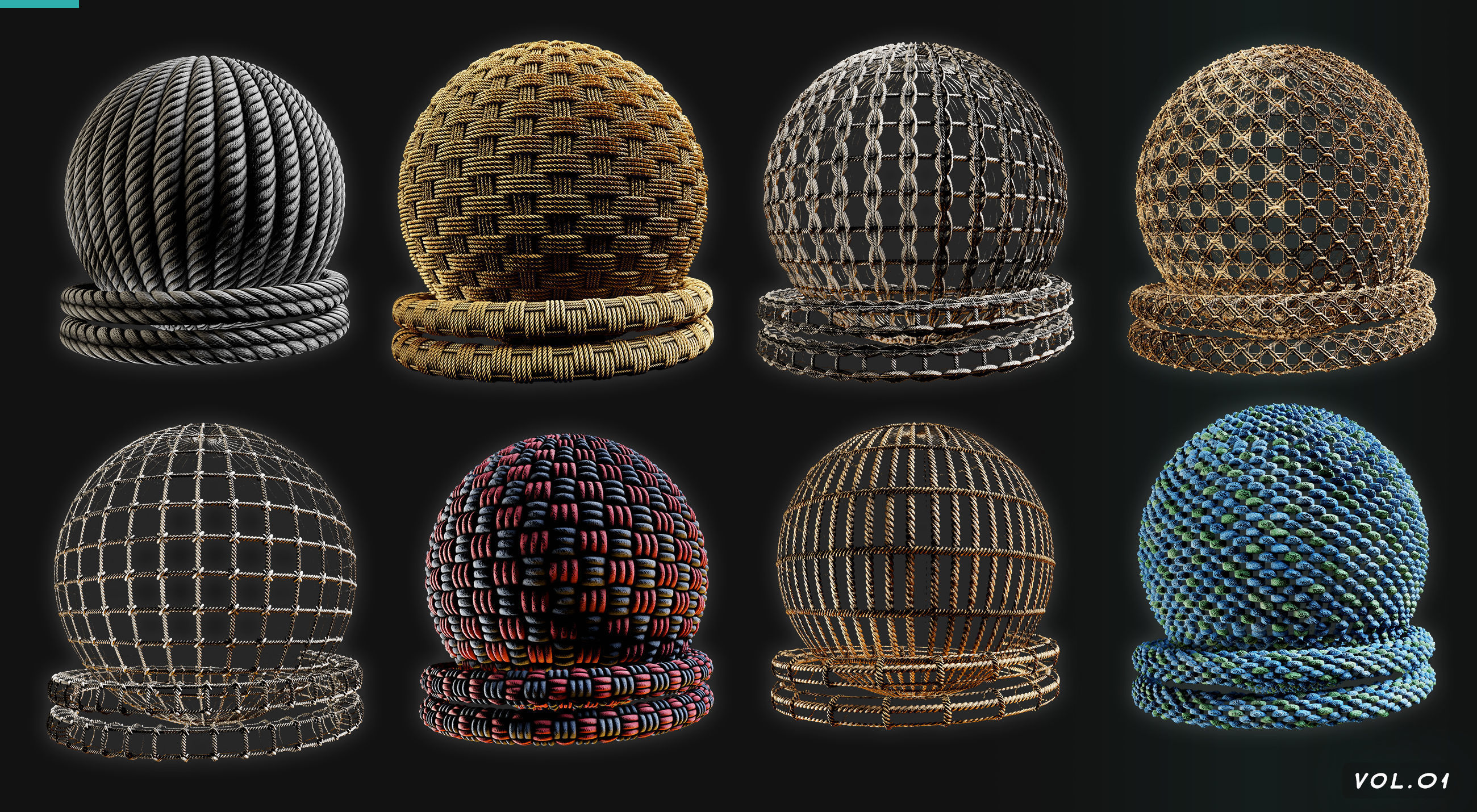 30 rope and cables material - sbsar-4k - seamles Texture_2