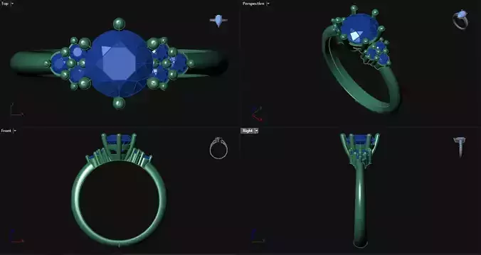 6 Prong Engagement Ring with accent stones