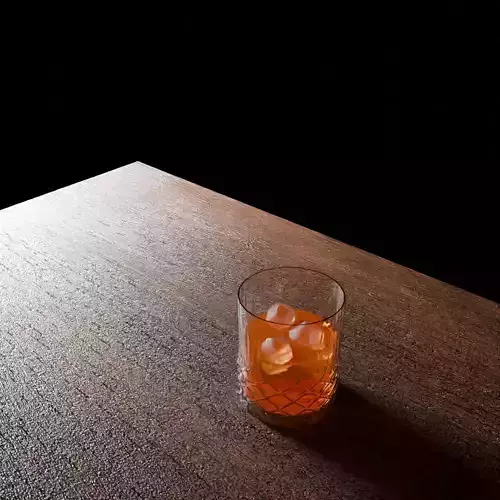 Whisky glass with ice cubes