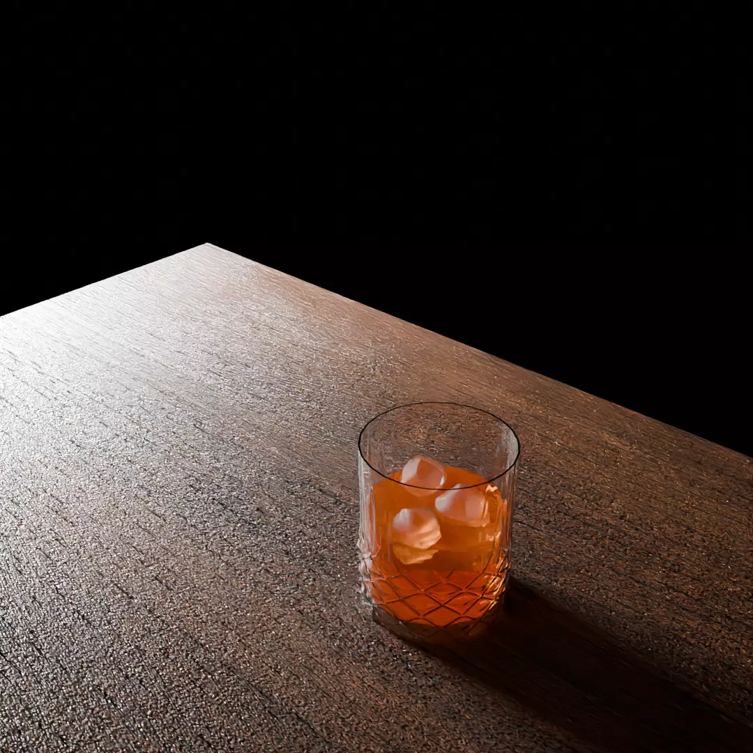 Whisky glass with ice cubes Free 3D model