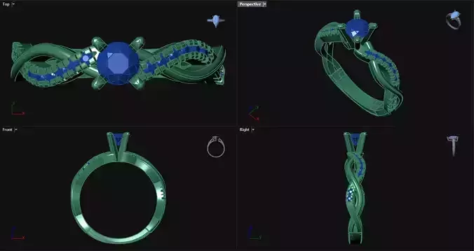Entwined Engagement Ring with sidestones 