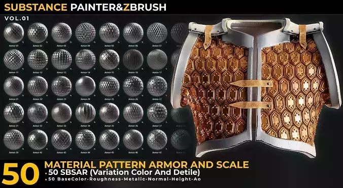 50 MATERIAL AND ALPHA PATTERN ARMOR AND SCALES VOL 01