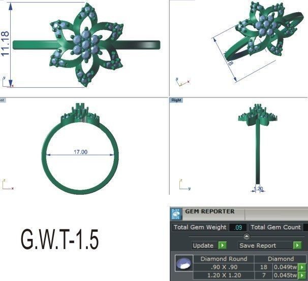 Ultra light wt Women Ring 3dm stl renders details 3D print model_12