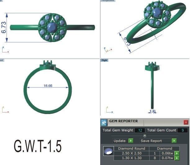 Ultra light wt Women Ring 3dm stl renders details 3D print model_12