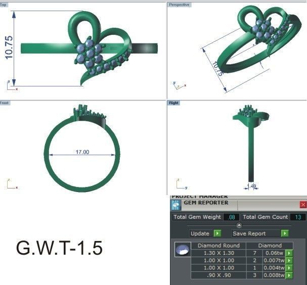 Ultra light wt Women Ring 3dm stl renders details 3D print model_12