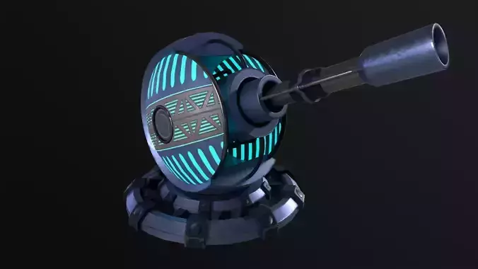 Sci-Fi Cannon Turret PBR Low-poly 3D model