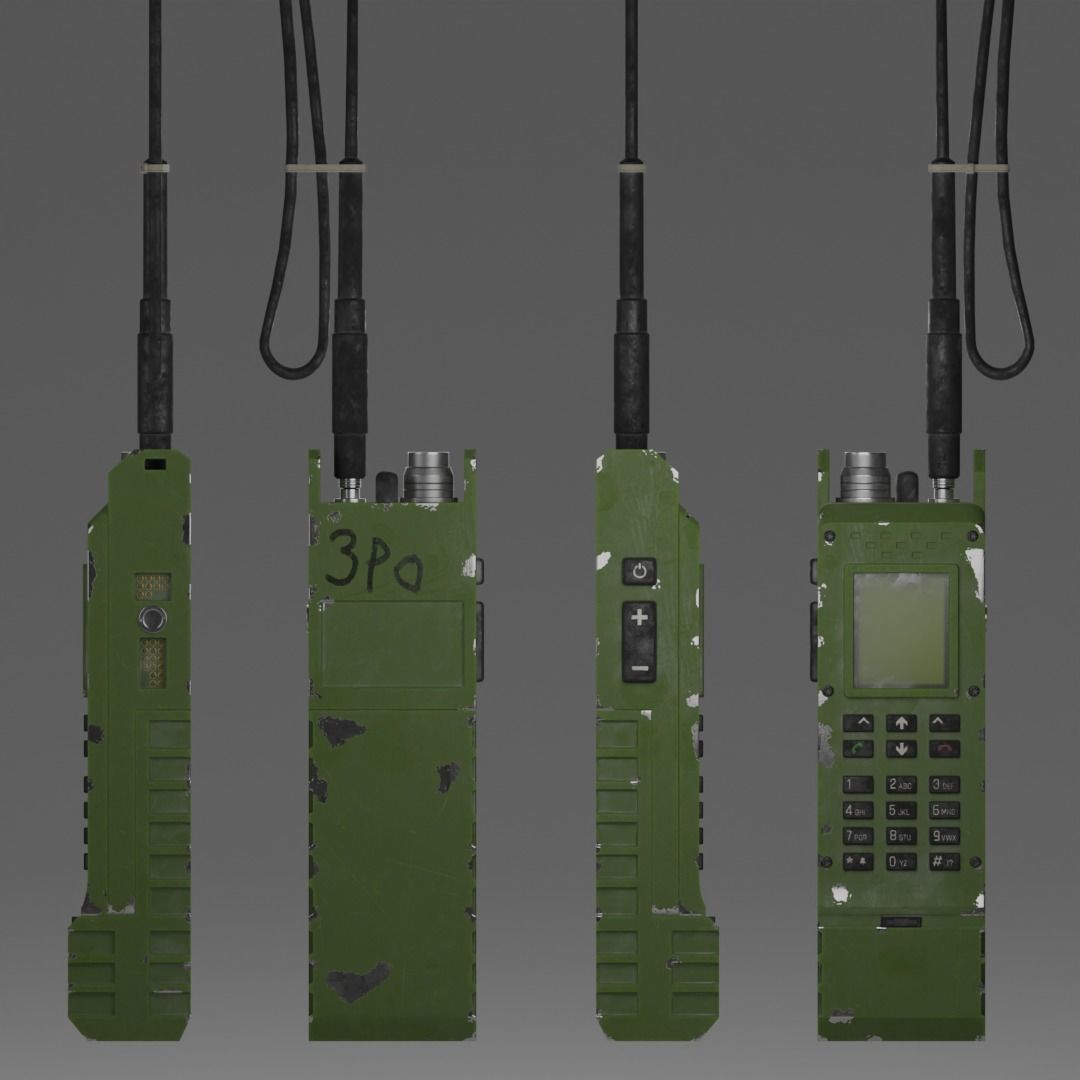 GAMEready military walkie-talkie or radio Low-poly 3D model_4